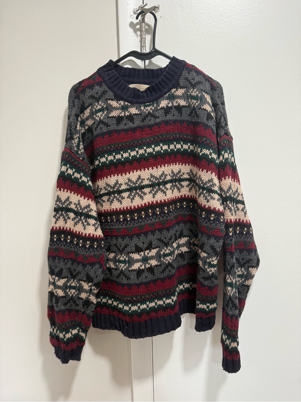 Vintage A&F Crewneck Sweater - Navy, Burgundy, Cream